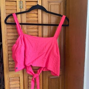 Hot Pink Tie Back Cropped Tank Top